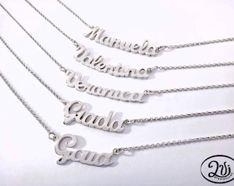 Silver name, Silver name necklace, Custom name, Fashion accessories,  Fashion name, Handmade jewelry, Italian, Silver jewel, Name necklace,