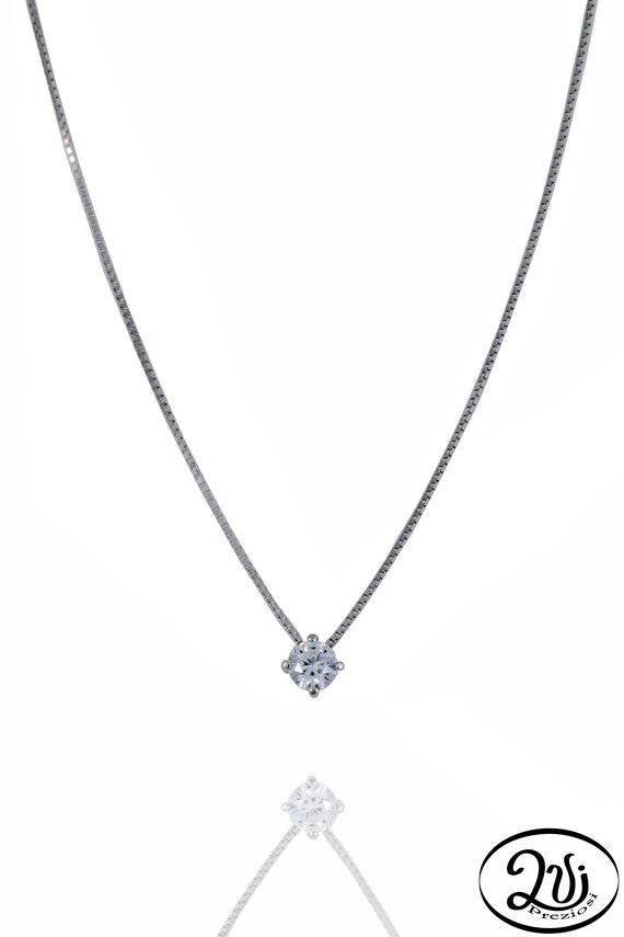 Collana Punto Luce Donna In Argento 925 Rodato Con Zirconi Cubici – Elegante E Regalabile