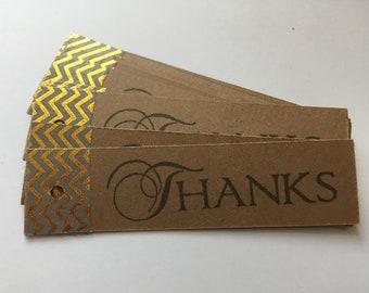 20 Thank you tags, kraft with chevron washi tape, wedding thank you tags, baby shower, favors, engagement party, gift tags