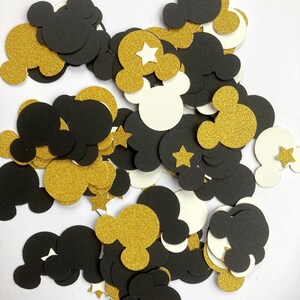 120 st. Minnie Mouse-konfetti med stjärnor, svart och glittrande guld/vitt, borddekoration, festdekoration, födelsedag, babyshower, högtider