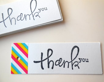 20 Thank you tags, light grey with washi tape, wedding thank you tags, baby shower, favors, engagement party, gift tags