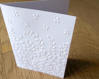 6 blank note cards with embossed curly branches, pick your color, stationery, greeting cards, thank you card, with envelopes