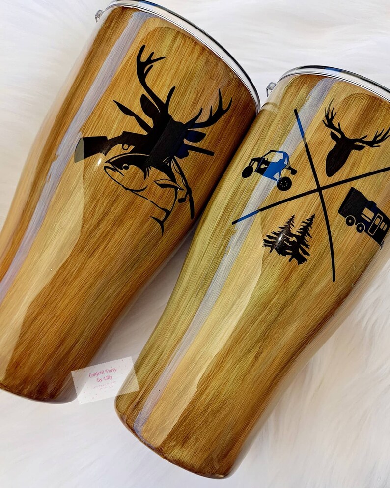 Woodgrain Hunting Fishing Tumbler with straw 30oz tumbler Etsy