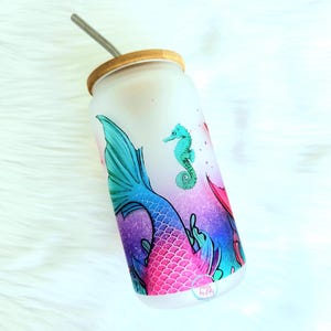 16oz Mermaid Glass Tumbler Glass Frosted Glass Tumbler