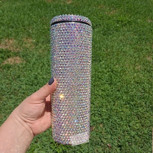 20oz Tumbler Aurora Borealis Rhinestones tumbler w/ straw Bling Cup
