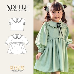 Baby Noelle Ruffled Collar Dress PDF Sewing Pattern/A4/A0/Projector files - Bebekins Patterns