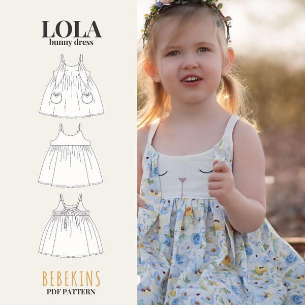 Lola Summer Dress EASY PDF Sewing Pattern/A4/A0/Projector files - Bebekins Patterns