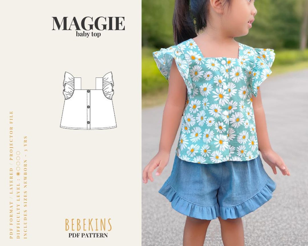 Maggie Baby Top Newborn-3t Easy PDF Sewing Pattern/a4/a0/projector ...