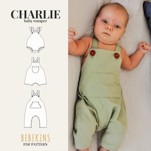Baby Charlie Romper PDF Nähen Muster/A4/A0/Projektor-Dateien - Bebekins Patterns