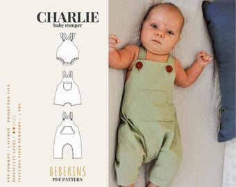 Baby Charlie Romper PDF Sewing Pattern/A4/A0/Projector files - Bebekins Patterns