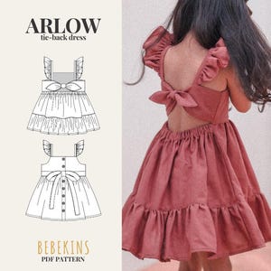 ARLOW Tie Back Dress PDF Sewing Pattern/A4/A0/Projector files - Bebekins Patterns