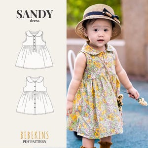 Patrón de costura en PDF para vestido camisero abotonado/A4/A0/Archivos para proyector - Patrones Bebekins