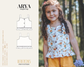 Easy Ruffle Tank Top PDF Schnittmuster / A4 / A0 / Projector-Dateien - Bebekins Patterns
