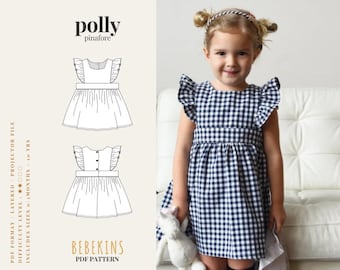 Polly Pinafore PDF Modello di cucito/A4/A0/file per proiettore - Bebekins Patterns