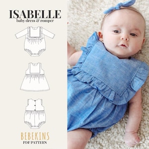 Baby Isabelle Dress & Romper PDF Sewing Pattern/A4/A0/Projector files - Bebekins Patterns