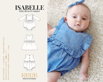 Baby Isabelle Dress & Romper PDF Sewing Pattern/A4/A0/Projector files - Bebekins Patterns