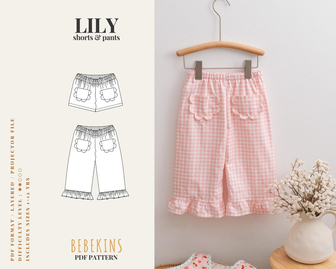 LILY Pants & Shorts EASY PDF Sewing Pattern/a4/a0/projector Files ...
