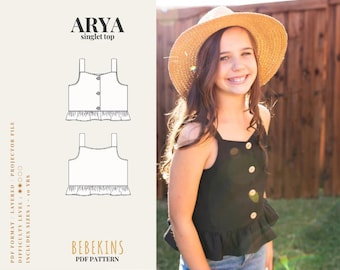 ARYA Singlet Top Easy PDF Schnittmuster/A4/A0/Projektordateien - Bebekins Patterns