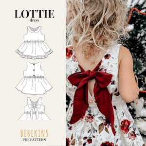Lottie Dress Big Bow Easy PDF Nähen Muster/A4/A0/Projektor-Dateien - Bebekins Patterns