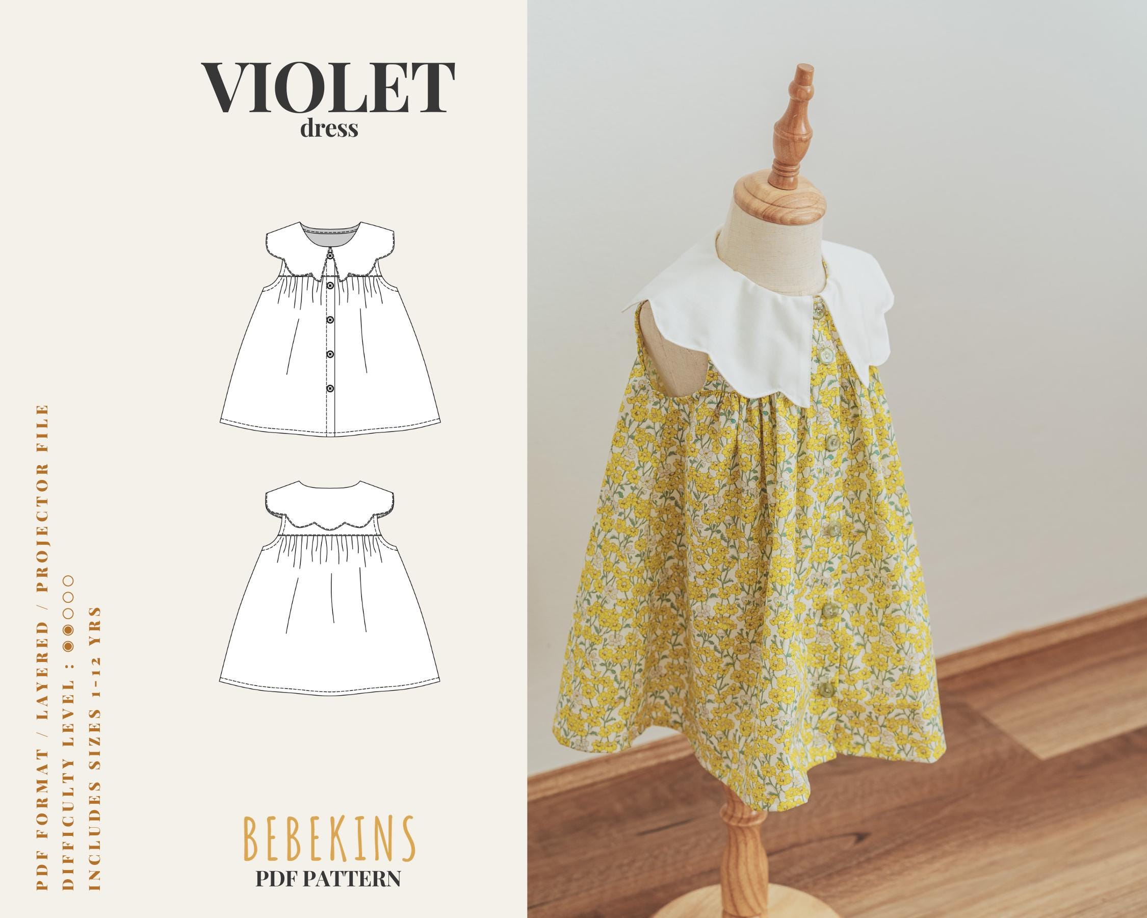 Scalloped Collar Dress EASY PDF Sewing Pattern/a4/a0