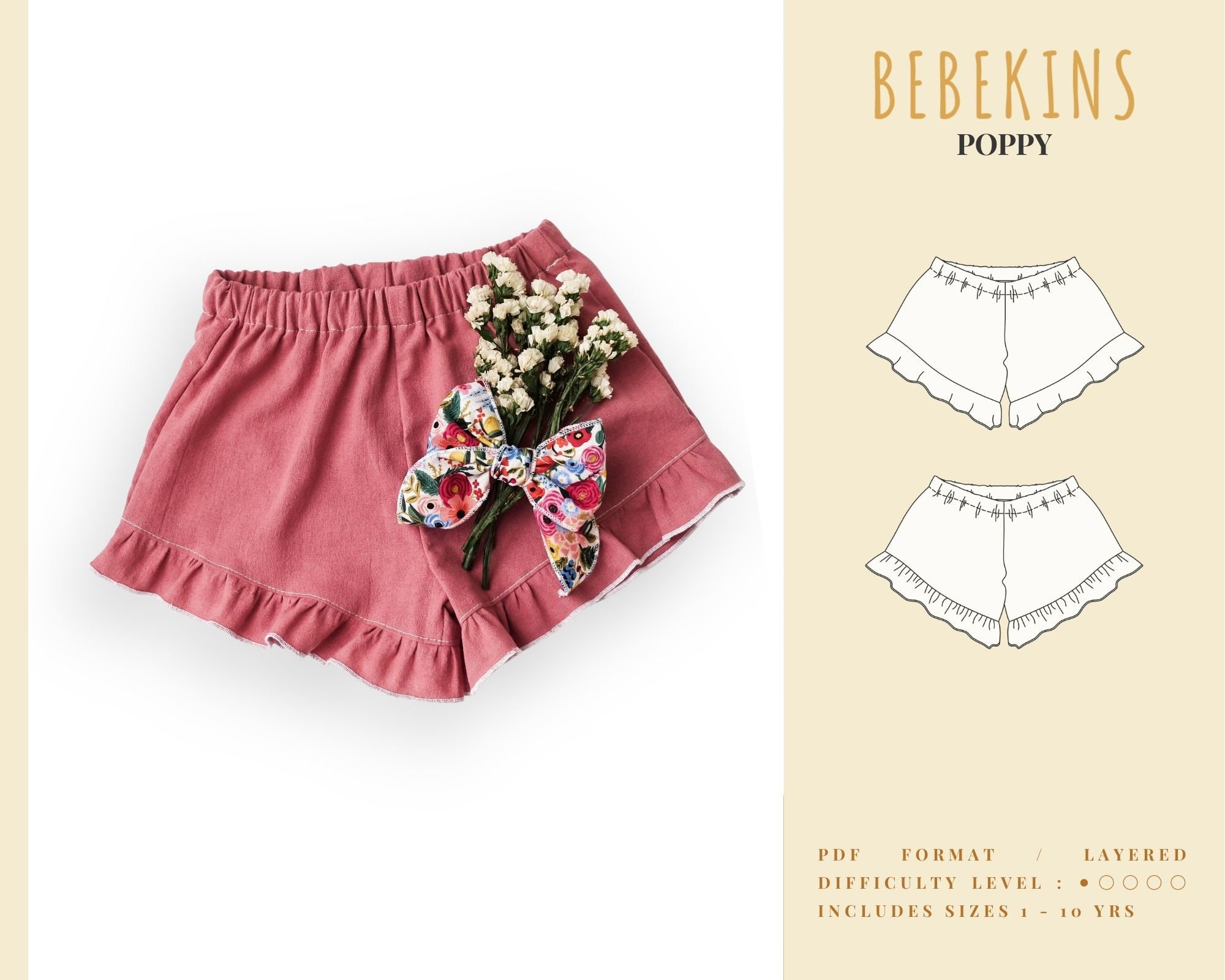 Ruffle Shorts PDF Pattern Etsy Australia