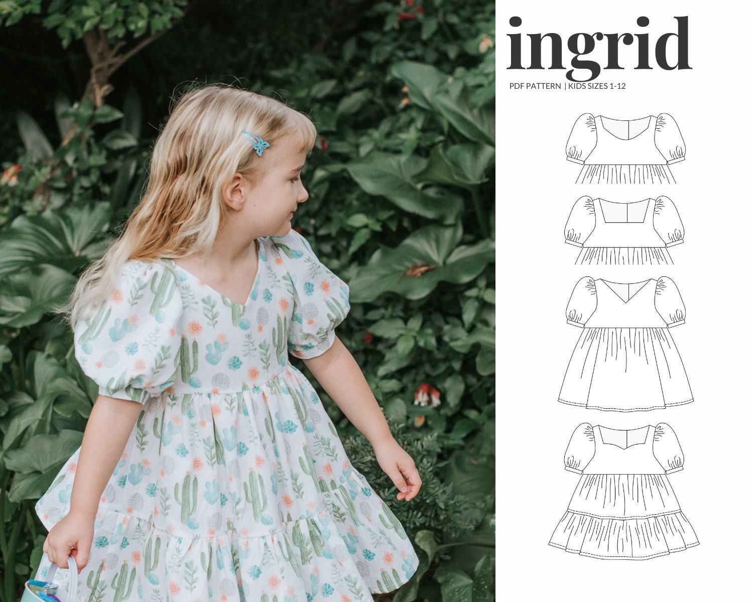 Ingrid Oversize Puff Sleeves  Dress and Top PDF Pattern