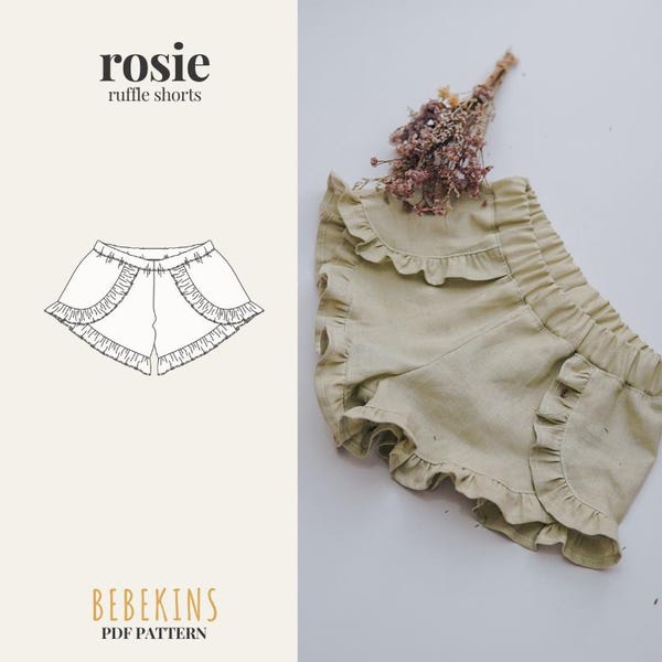 Rosie Shorts mit Rüschen Cute & Easy PDF Nähen Muster/A4/A0/Projektor-Dateien - Bebekins Patterns