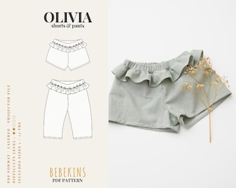 Ruffle Shorts or Pants PDF Sewing Pattern/A4/A0/Projector files - Bebekins Patterns