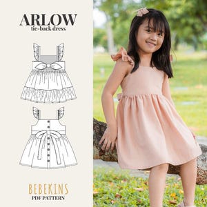 Arlow Tie Back Dress PDF Sewing Pattern/A4/A0/Projector files - Bebekins Patterns