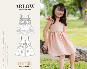 Arlow Tie Back Dress PDF Sewing Pattern/A4/A0/Projector files - Bebekins Patterns