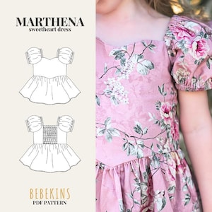 Marthena Sweetheart Dress PDF Modello di cucito/A4/A0/file per proiettore - Bebekins Patterns immagine 1