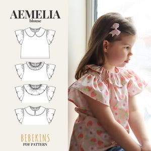 Patrón de costura AEMELIA Top PDF/A4/A0/Archivos para proyector - Patrones Bebekins