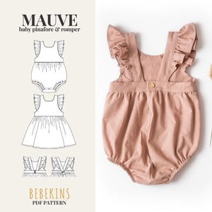 Baby Mauve Pinafore & Romper PDF Sewing Pattern/A4/A0/Projector files - Bebekins Patterns