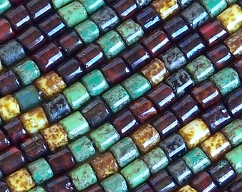18mm Turquoise Picasso Picasso Beads 2pcs - 2393 Czech Glass Flowers Czech Glass Beads