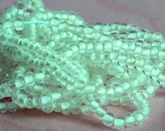 Glow in the Dark Czech Seed Beads: White Lined Preciosa Glass, 6/0 aprox 4mm