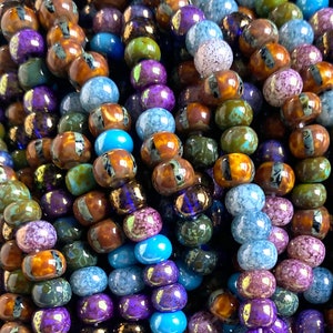 2/0 3/0 Large Picasso Seed Bead Mix Big Sur Color Mix, Boho Czech Beads 6.5mm