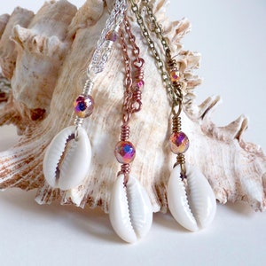 Wire Wrapped Cowrie Shell Pendant Necklace: Boho Beach Jewelry