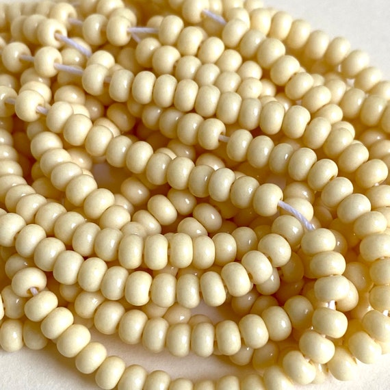 6/0 Czech Seed Beads Bone Light Beige, 4mm Preciosa Opaque Bone Glass Seed Beads