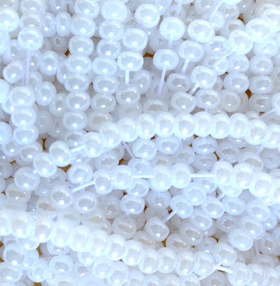 6/0 Pearl White Czech Seed Beads, 4mm Preciosa Czech Glass Seed Beads