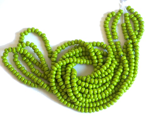 Avocado Green Opaque 6/0 Czech Glass Seed Beads, 4mm Preciosa
