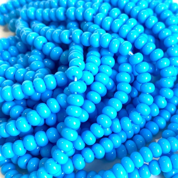 Light Turquoise Blue 6/0 Czech Seed Beads, Preciosa 4mm Beads, 3/20" Size 6