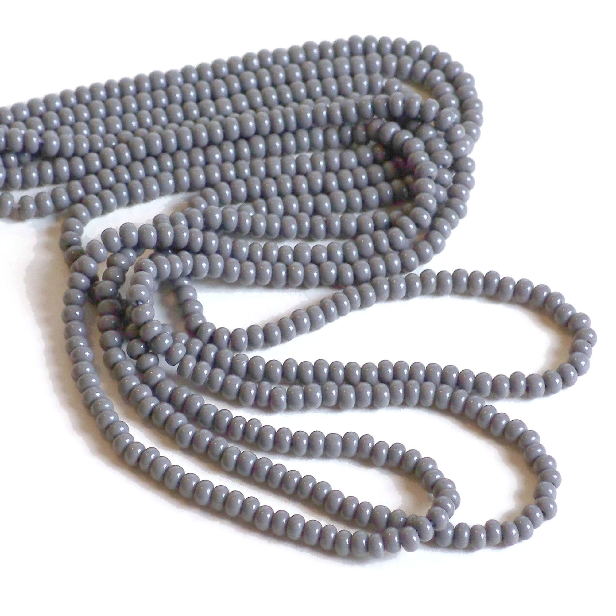 Gray 6/0 Czech Seed Beads, Preciosa Opaque Gray Seed Beads, 4mm Czech
