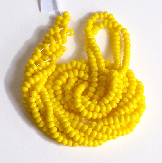 Opaque Dark Yellow 6/0 Czech Glass Seed Beads, 4mm Preciosa