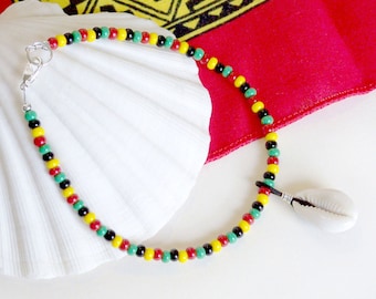 Cowrie Shell Anklet: Jamaican Beaded Beach Anklet