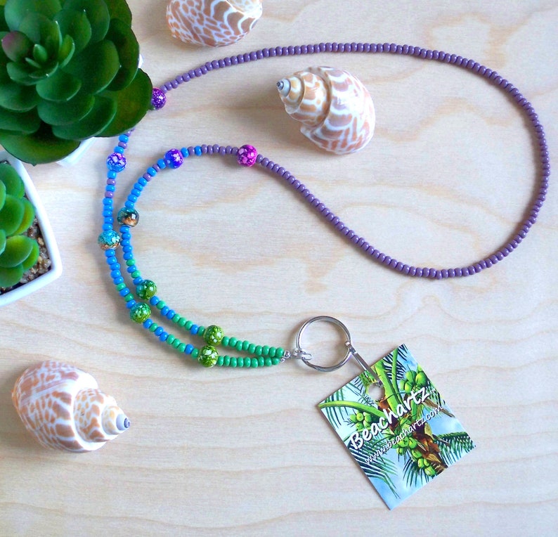 Boho Beaded Lanyard Beach Lanyard Boho Lanyard Beaded I.D. Etsy