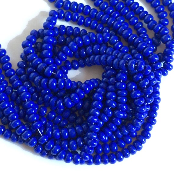 Dark Blue Czech Seed Beads, Preciosa 4mm Beads, 3/20" Size 6, 6/0