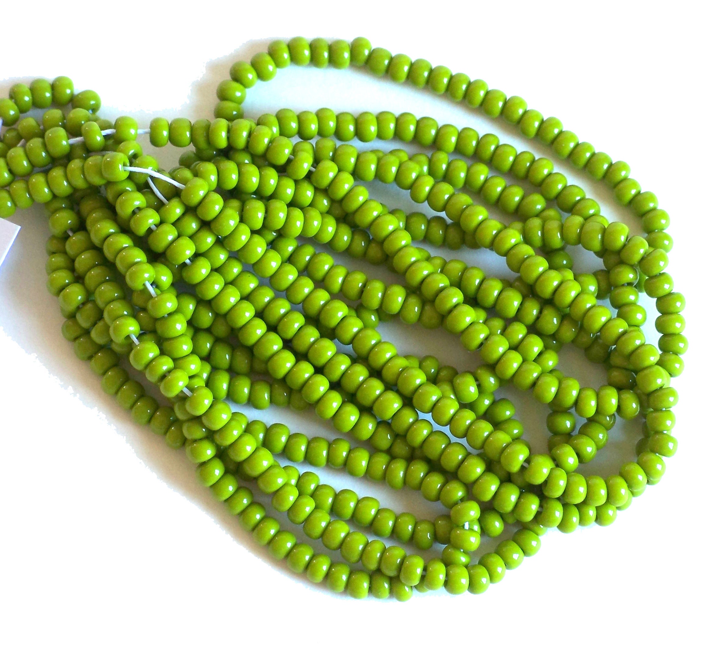 Avocado Green Opaque 6/0 Czech Glass Seed Beads, 4mm Preciosa