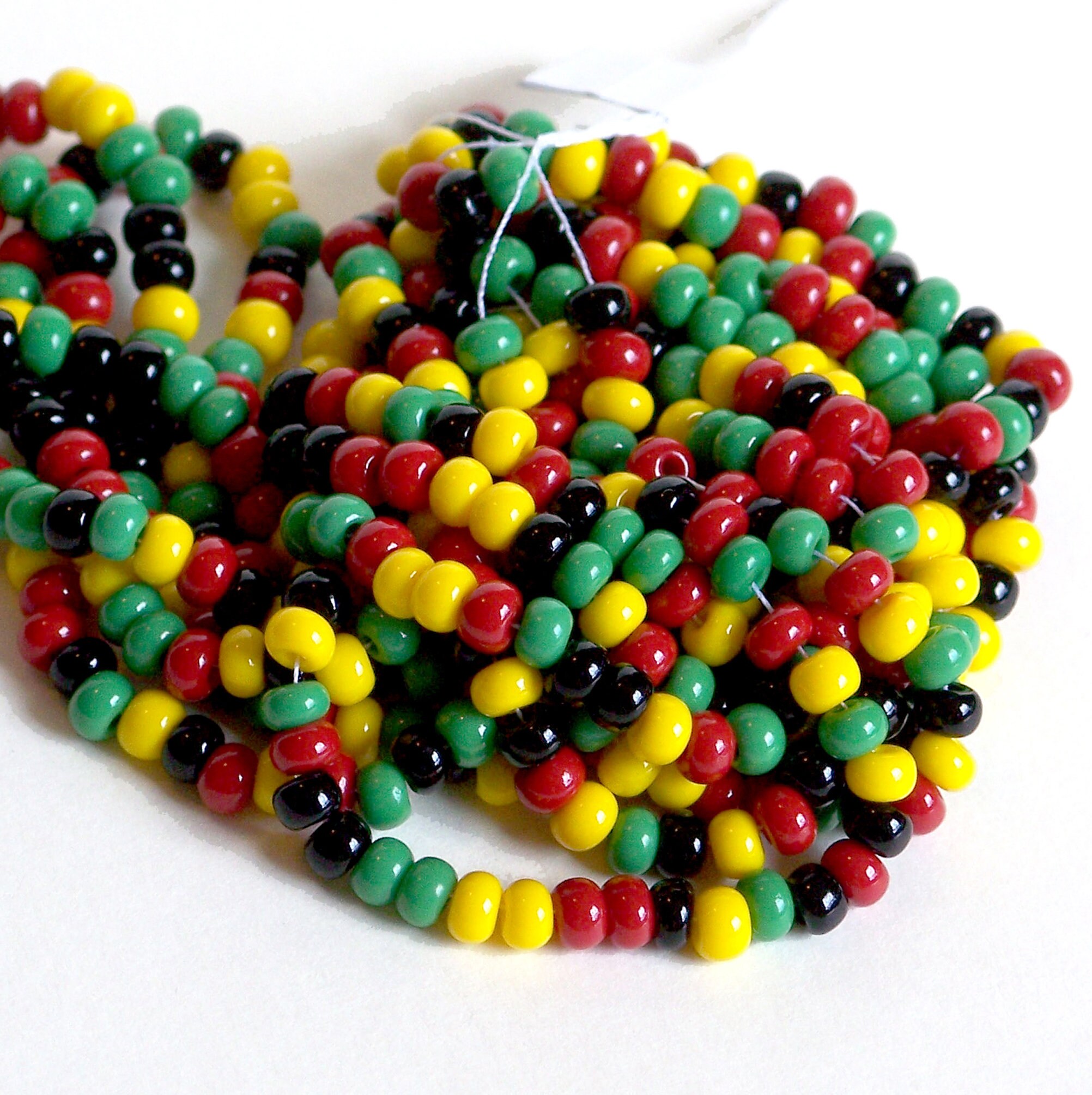 Jamaican Bead Mix Red Yellow Green Black 6/0 Czech Seed Beads, Preciosa