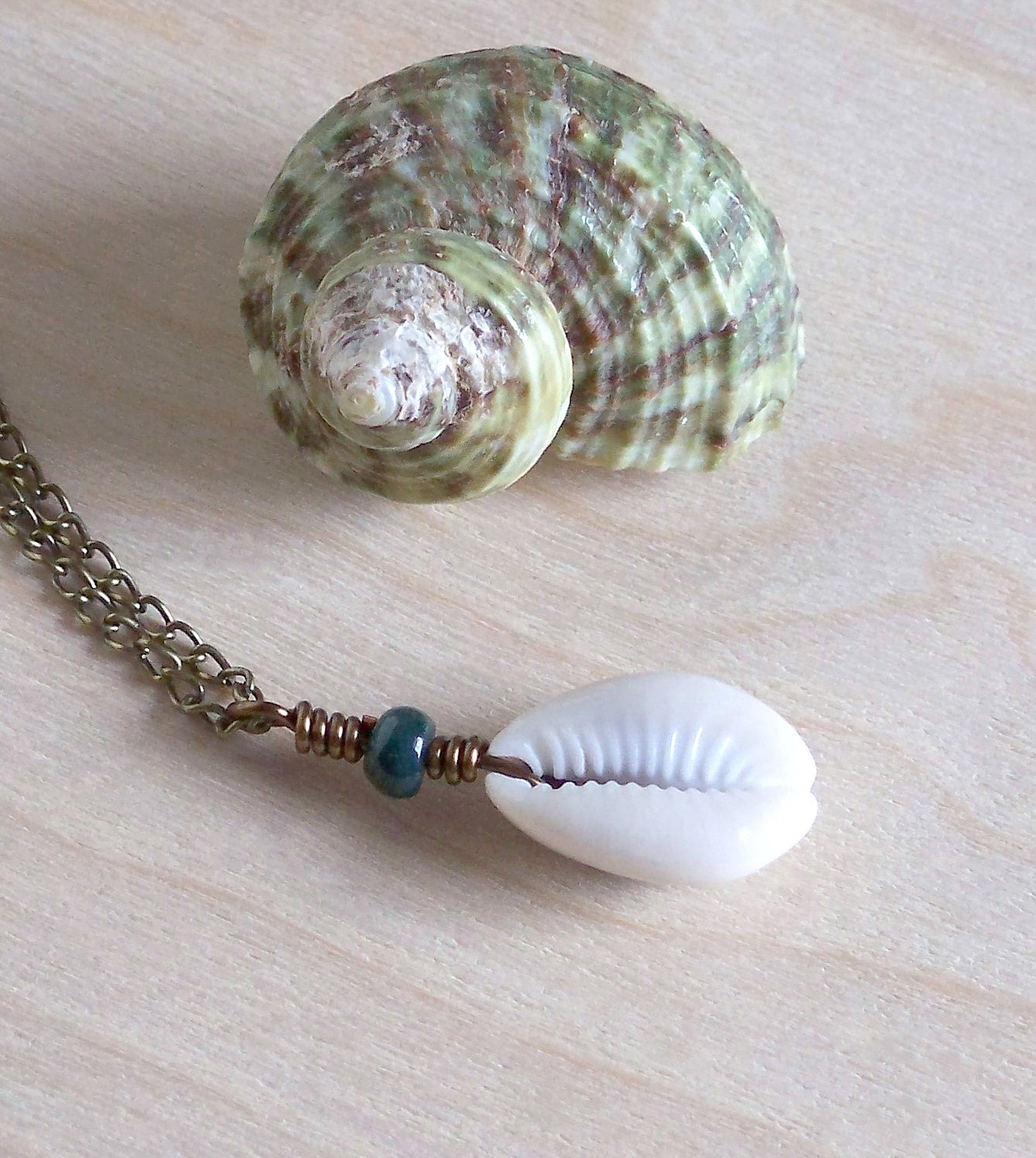 Agate and Cowrie Shell Necklace, Cowrie Shell Beach Necklace, Boho ...