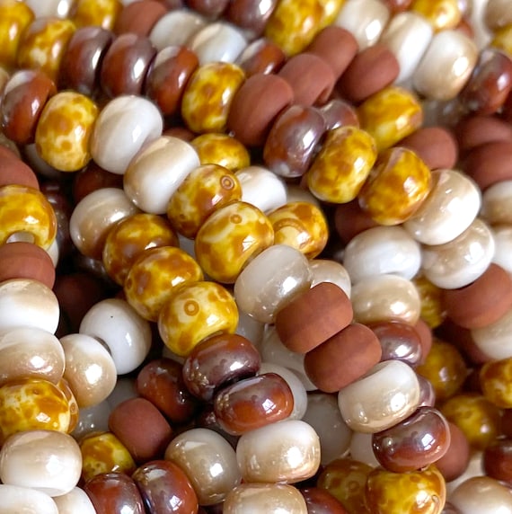 Large Seed Beads 2/0 Preciosa Laramie Mix Picasso Boho, Southwest Beads 6.5mm, Macrame Beads